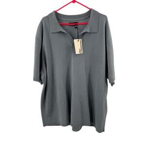 The Commons Polo Mens 3XL NWT 100% Cashmere sweater short sleeve shirt Blue